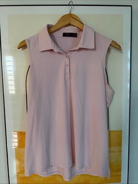 G/FORE Pale Pink Sleeveless Polo Tank Top